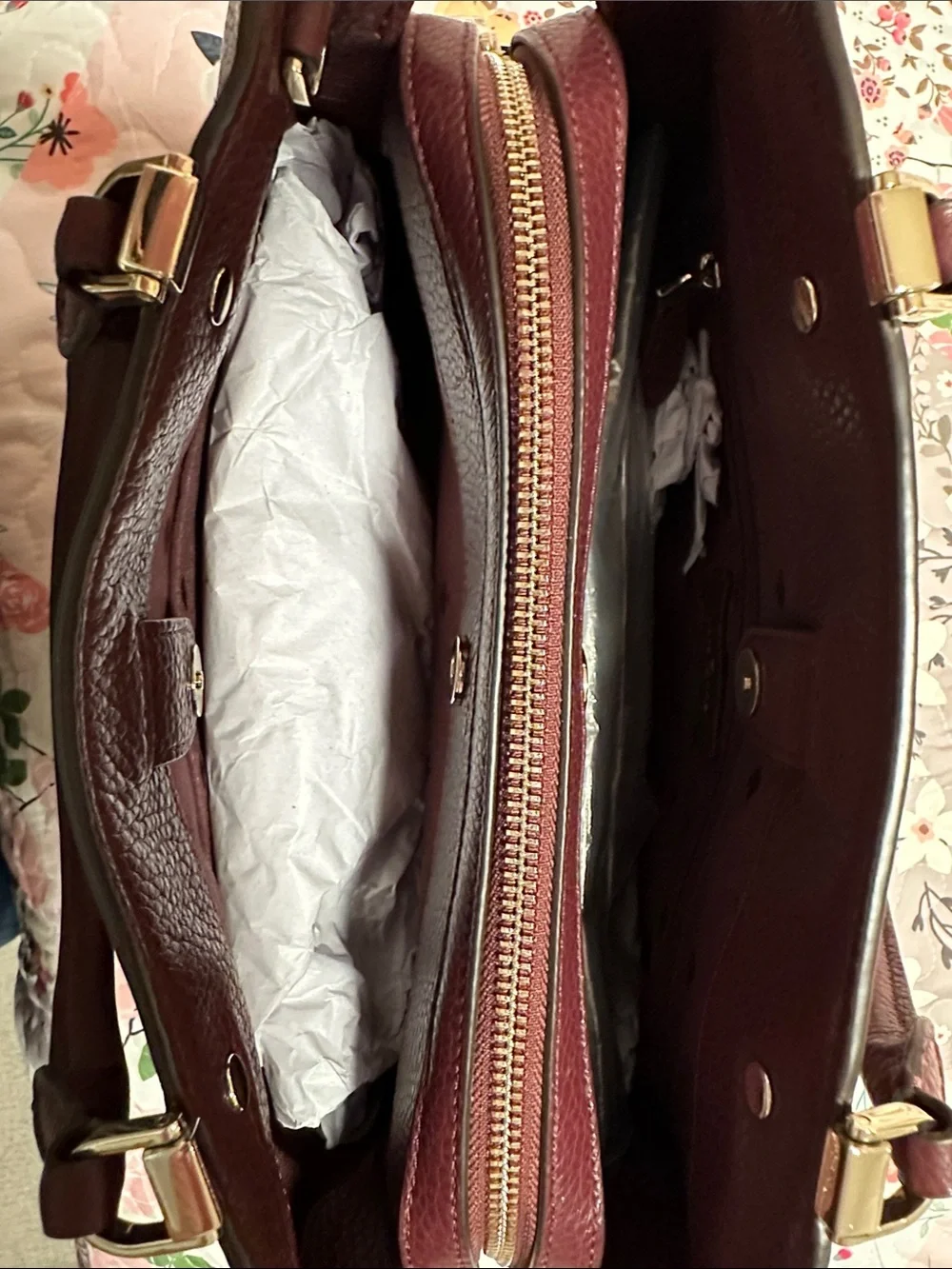 kate spade Wine Leather Satchel with Detachable Strap